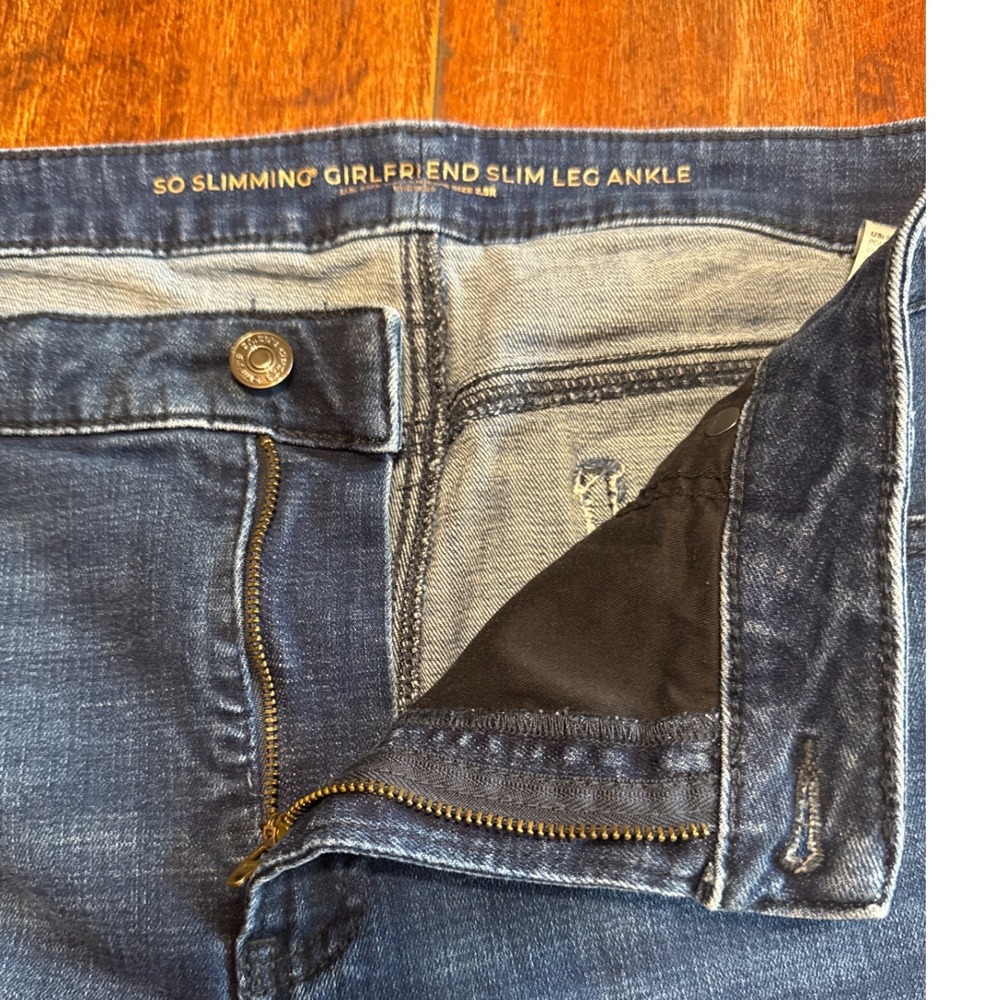 Chico's So Slimming Girlfriend Slim Leg Ankle Jeans Women 14R Dark Wash - Picture 9 of 11